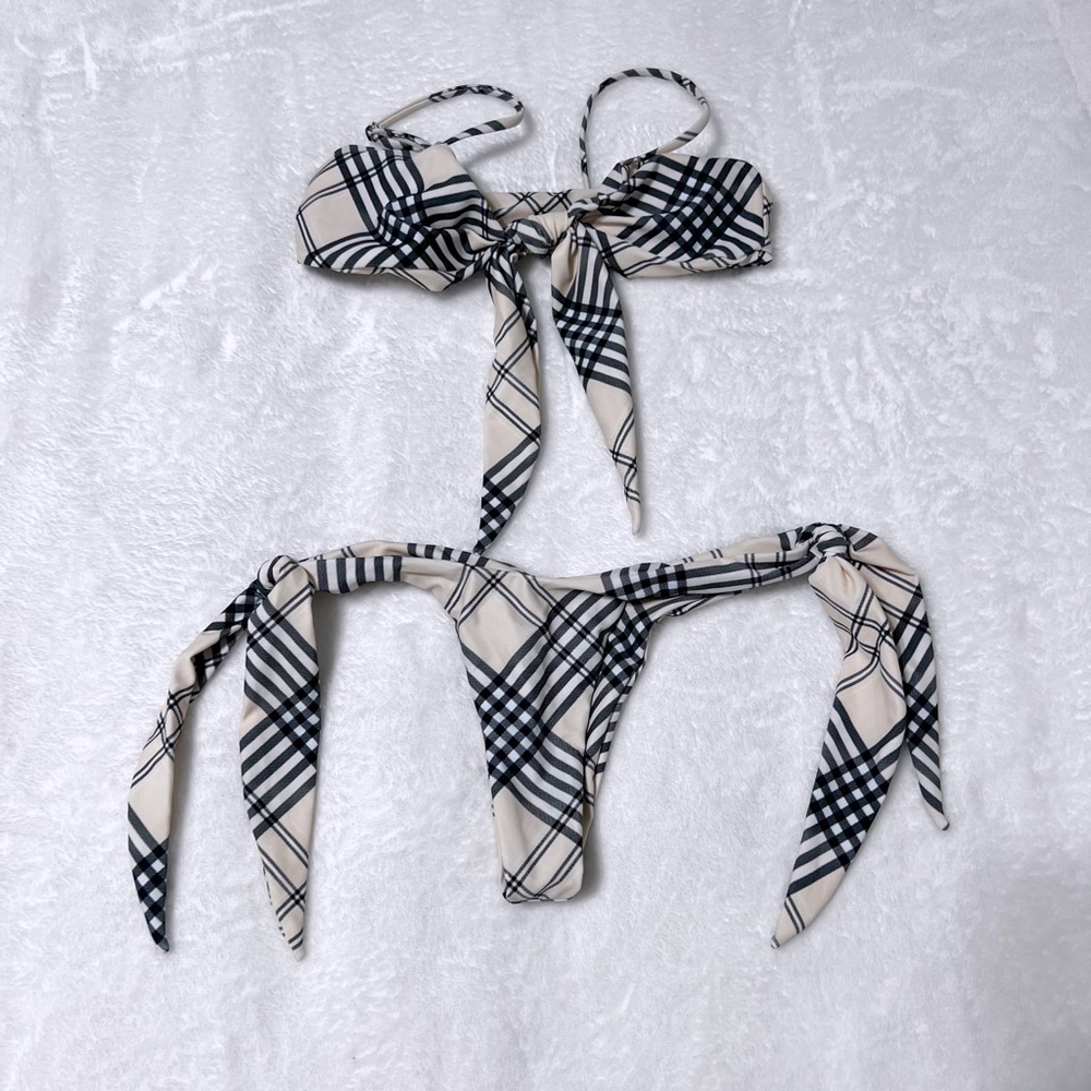 plaid bathing suit